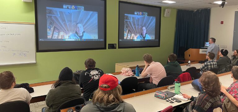 Rob Lanni and Devi Ekanand of Coalition Music join the Music, Media and Film Foundations class on Apr. 3, 2025.